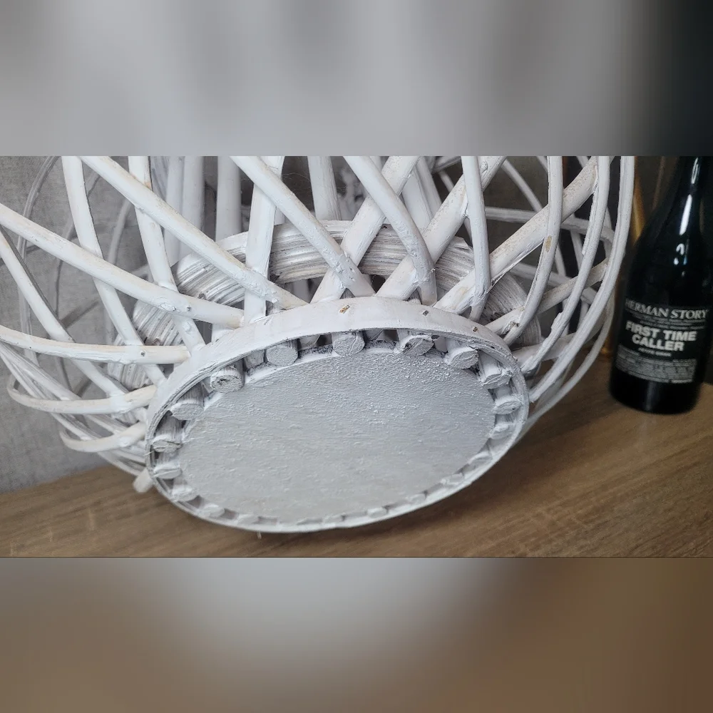 Large White Woven Lantern Wicker Beach Nautical